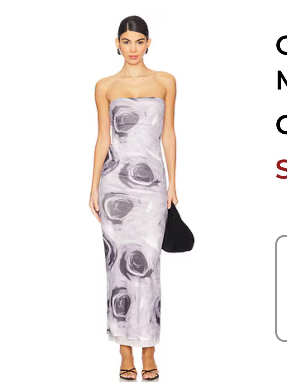 Strapless Gray Floral-Print Maxi Dress